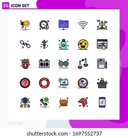 Universal Icon Symbols Group of 25 Modern Filled line Flat Colors of for rent; sign; data; board; signal Editable Vector Design Elements
