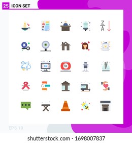 Universal Icon Symbols Group of 25 Modern Flat Colors of energy; energy bulb; report; bulb; student Editable Vector Design Elements