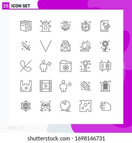 Universal Icon Symbols Group of 25 Modern Lines of tickets; pass; meal; navigation; compass Editable Vector Design Elements