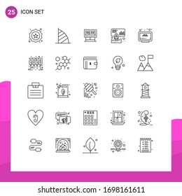 Universal Icon Symbols Group of 25 Modern Lines of online; marketing; united arab emirates; launch; scoreboard Editable Vector Design Elements
