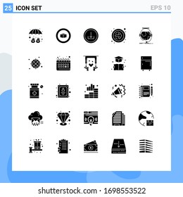 Universal Icon Symbols Group of 25 Modern Solid Glyphs of e learning; education; basic; consultation; next Editable Vector Design Elements