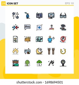 Universal Icon Symbols Group of 25 Modern Filled line Flat Colors of device; screen; design; news; computer Editable Vector Design Elements
