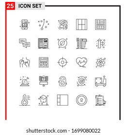 Universal Icon Symbols Group of 25 Modern Lines of amplifier; illustration; chat; draw; create Editable Vector Design Elements