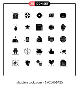 Universal Icon Symbols Group of 25 Modern Solid Glyphs of product; invitation; gps; card; user Editable Vector Design Elements