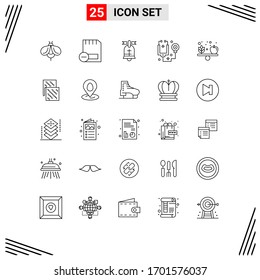 Universal Icon Symbols Group of 25 Modern Lines of apple; stethoscope; remove; healthcare; usa Editable Vector Design Elements