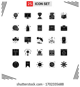 Grupo de símbolos de icono universal de 25 glifos de fotografía sólidos modernos; parte; pc; cámara; elementos de diseño de vectores editables para juegos