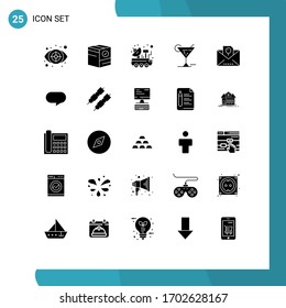 Universal Icon Symbols Group of 25 Modern Solid Glyphs of hotel; glasses; shipping; glass; signal Editable Vector Design Elements