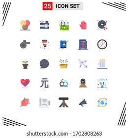 Universal Icon Symbols Group of 25 Modern Flat Colors of love; disk; party; hand; time Editable Vector Design Elements