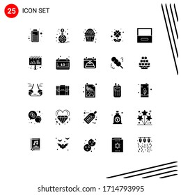 Universal Icon Symbols Group of 25 Modern Solid Glyphs of cabinet; leaf; cupcake; four; sweets Editable Vector Design Elements