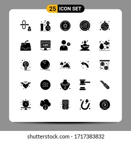 Universal Icon Symbols Group of 25 Modern Solid Glyphs of decoration; ball; halloween; sphere; planets orbiting Editable Vector Design Elements