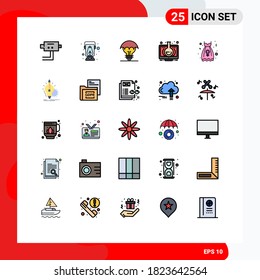 Universal Icon Symbols Group of 25 Modern Filled line Flat Colors of clothes; monitor; copyright; learning; elearning Editable Vector Design Elements