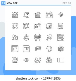 Universal Icon Symbols Group of 25 Modern Lines of user; records; truck; medical; care Editable Vector Design Elements