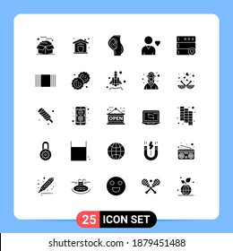 Universal Icon Symbols Group of 25 Modern Solid Glyphs of database; friend; home; favorite; obstetrics Editable Vector Design Elements