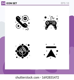 Universal Icon Symbols Group of 4 Modern Solid Glyphs of customer; circle; hours; controller; market Editable Vector Design Elements