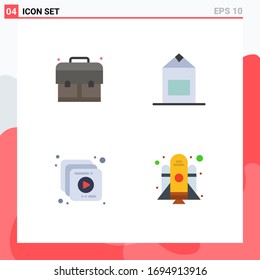 Universal Icon Symbols Group of 4 Modern Flat Icons of bag; rocket; milk; collection; startup Editable Vector Design Elements