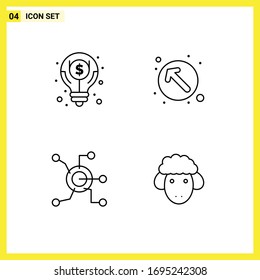 Universal Icon Symbols Group of 4 Modern Filledline Flat Colors of business; network; dollar; pointer; circle Editable Vector Design Elements