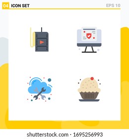Universal Icon Symbols Group of 4 Modern Flat Icons of film; Hosting; Theater; Bildschirm; Design-Elemente für Cloud-Editierbare Vektorillustrationen