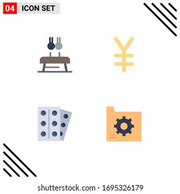 Universal Icon Symbols Group of 4 Modern Flat Icons of exercise; medicine; rings; finance; tablet Editable Vector Design Elements