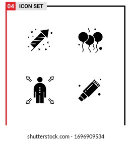 Universal Icon Symbols Group of 4 Modern Solid Glyphs of celebration; man; holiday; bloone; remove Editable Vector Design Elements