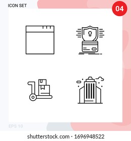Universal Icon Symbols Group of 4 Modern Filledline Flat Colors of app; Einkaufen; Kreditkarte; Hack; Design-Elemente für lebensbearbeitbare Vektorillustrationen