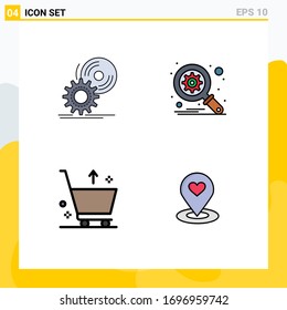 Universal Icon Symbols Group of 4 Modern Filledline Flat Colors of cd; commerce; software; optimization; from Editable Vector Design Elements