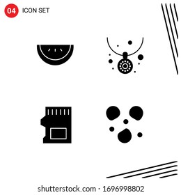 Universal Icon Symbols Group of 4 Modern Solid Glyphs of slice; data; fashion; sd card; ice Editable Vector Design Elements