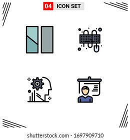 Universal Icon Symbols Group of 4 Modern Filledline Flat Colors of editing; user; layout; keyboard; gear Editable Vector Design Elements