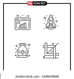 Universal Icon Symbols Group of 4 Modern Filledline Flat Colors of business report; health; data evaluation; space; coding Editable Vector Design Elements