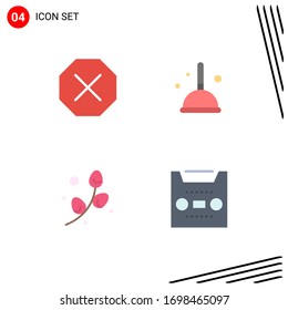 Universal Icon Symbols Group of 4 Modern Flat Icons of ban; easter; broom; witch; audio Editable Vector Design Elements