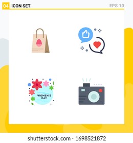 Universal Icon Symbols Group of 4 Modern Flat Icons of shopping bag; day; egg; like; gift Editable Vector Design Elements