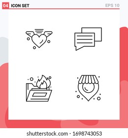 Universal Icon Symbols Group of 4 Modern Filledline Flat Colors of Loving; Ordnerbrand; Hochzeit; Nachricht; Bearbeitbare Design-Elemente für Vektorillustrationen im Shop