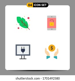 Universal Icon Symbols Group of 4 Modern Flat Icons of calligraphy; tv; application; unlock; finance insurance Editable Vector Design Elements