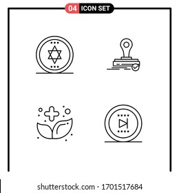 Universal Icon Symbols Group of 4 Modern Filledline Flache Farben des Kreises; Kräuter; Stempel; Logo; Vektorillustration-Design-Elemente für Arzneimittel
