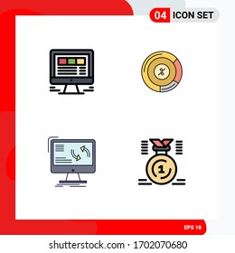 Universal Icon Symbols Group of 4 Modern Filledline Flat Colors of browser; synchronization; internet; persentage; information Editable Vector Design Elements