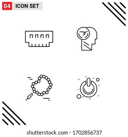 Universal Icon Symbols Group of 4 Modern Filledline Flat Colors of computers; speed; hardware; brain; pray Editable Vector Design Elements