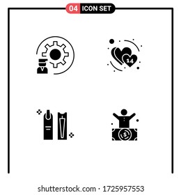 Universal Icon Symbols Group of 4 Modern Solid Glyphs of coding; beauty; process; date; cosmetic Editable Vector Design Elements