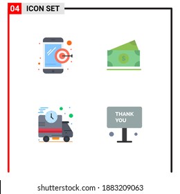 Universal Icon Symbols Group of 4 Modern Flat Icons of dartboard; fast; dollar; usa; greeting Editable Vector Design Elements