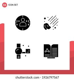 Universal Icon Symbols Group of 4 Modern Solid Glyphs of man; recording; meteor; camcorder; medical Editable Vector Design Elements
