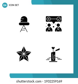 Símbolos de iconos universales Grupo de 4 Glifos de diodo sólidos modernos; vacaciones; sociedad; trabajo en equipo; elementos de diseño de vectores editables a vela