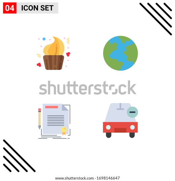 Universal Icon Symbols Group of 4 Modern Flat\
Icons of bakery; contract; day; planet; document Editable Vector\
Design Elements