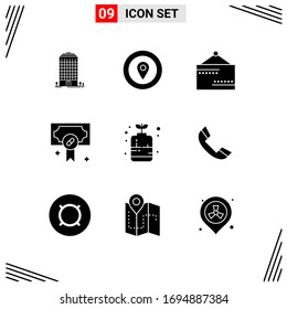 Grupo de símbolos universales de 9 glifos sólidos modernos de decoración; recompensa; consejo de administración; médico; elementos de diseño de vectores editables para el estado