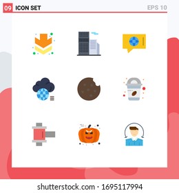 Universal Icon Symbols Group of 9 Modern Flat Colors of food; technology; world; storage; idea Editable Vector Design Elements