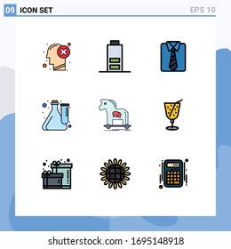 Universal Icon Symbols Group of 9 Modern Filledline Flat Colors of cybercrime; lab; clothes; experiment; cube Editable Vector Design Elements