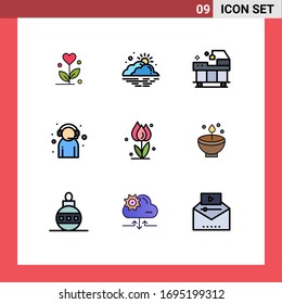 Universal Icon Symbols Group of 9 Modern Filledline Flat Colors of support; customer service; weather; customer; treatment Editable Vector Design Elements