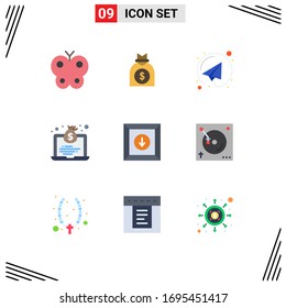 Universal Icon Symbols Group of 9 Modern Flat Colors of product; box; email; money; economy Editable Vector Design Elements