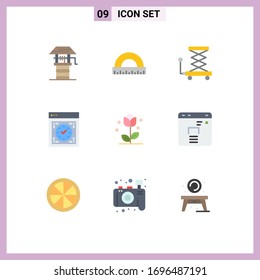 Universal Icon Symbols Group of 9 Modern Flat Colors of web; device; scale; development; scissor Editable Vector Design Elements
