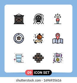 Universal Icon Symbols Group of 9 Modern Filledline Flat Colors of report; data; monster; business; human Editable Vector Design Elements