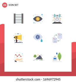 Universal Icon Symbols Group of 9 Modern Flat Colors of eye; ad; signal; promotion; announcement Editable Vector Design Elements