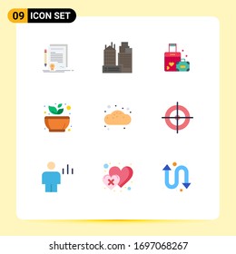 Universal Icon Symbols Group of 9 Modern Flat Colors of rest; calm; work; mortar; wedding Editable Vector Design Elements