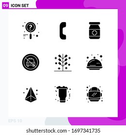 Universal Icon Symbols Group of 9 Modern Solid Glyphs of firework; cracker; tablets; celebration; off Editable Vector Design Elements